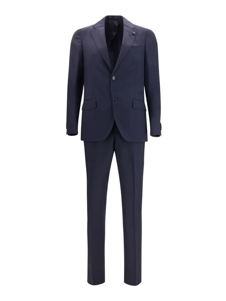 Blue Fleece Wool Two-Piece Suit