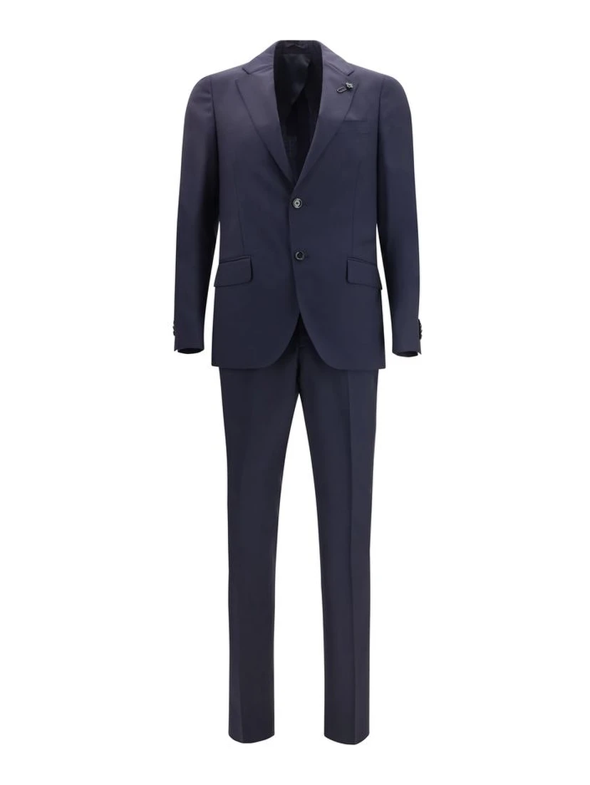 Blue Fleece Wool Two-Piece Suit