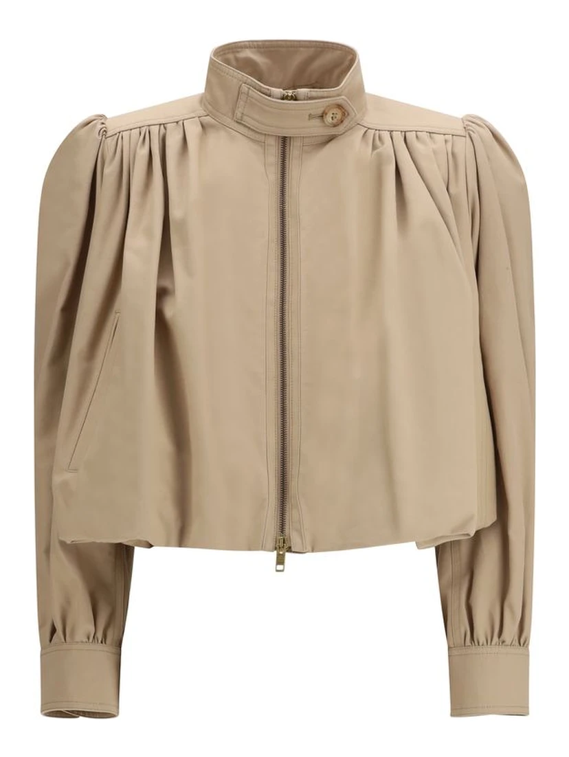 Beige Cotton Jackets And Coat