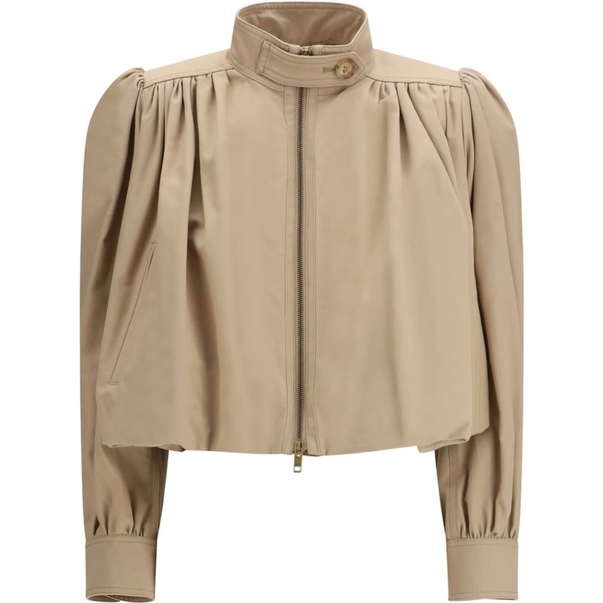 Beige Cotton Jackets And Coat