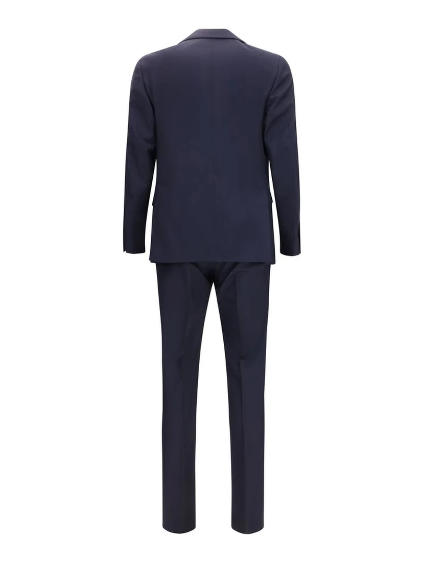 Blue Fleece Wool Two-Piece Suit