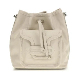 Beige Calf Leather Bos Taurus Backet Bag