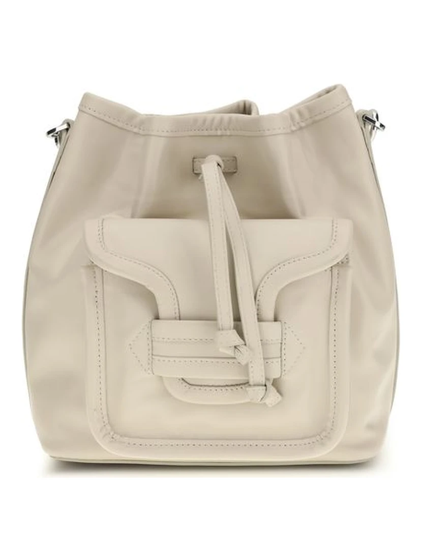 Beige Calf Leather Bos Taurus Backet Bag