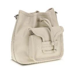 Beige Calf Leather Bos Taurus Backet Bag