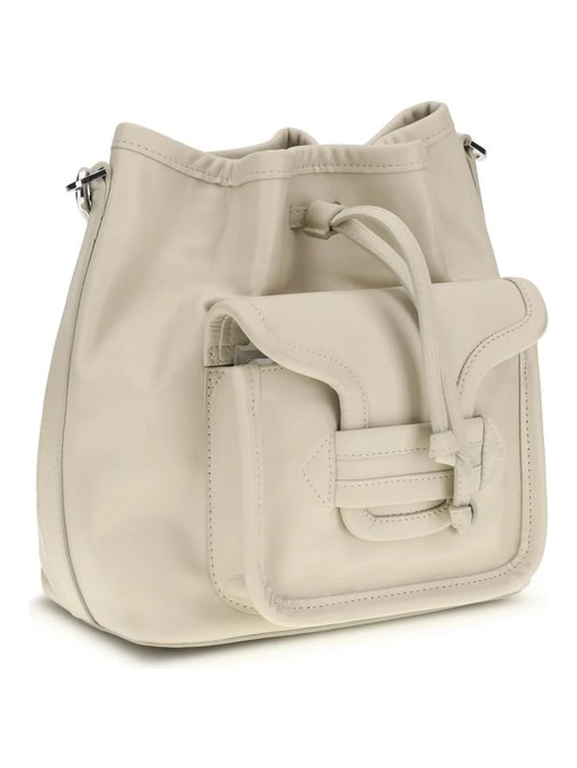 Beige Calf Leather Bos Taurus Backet Bag