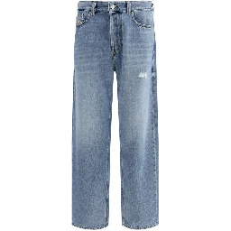 Blue Cotton Relaxed Fit Jeans