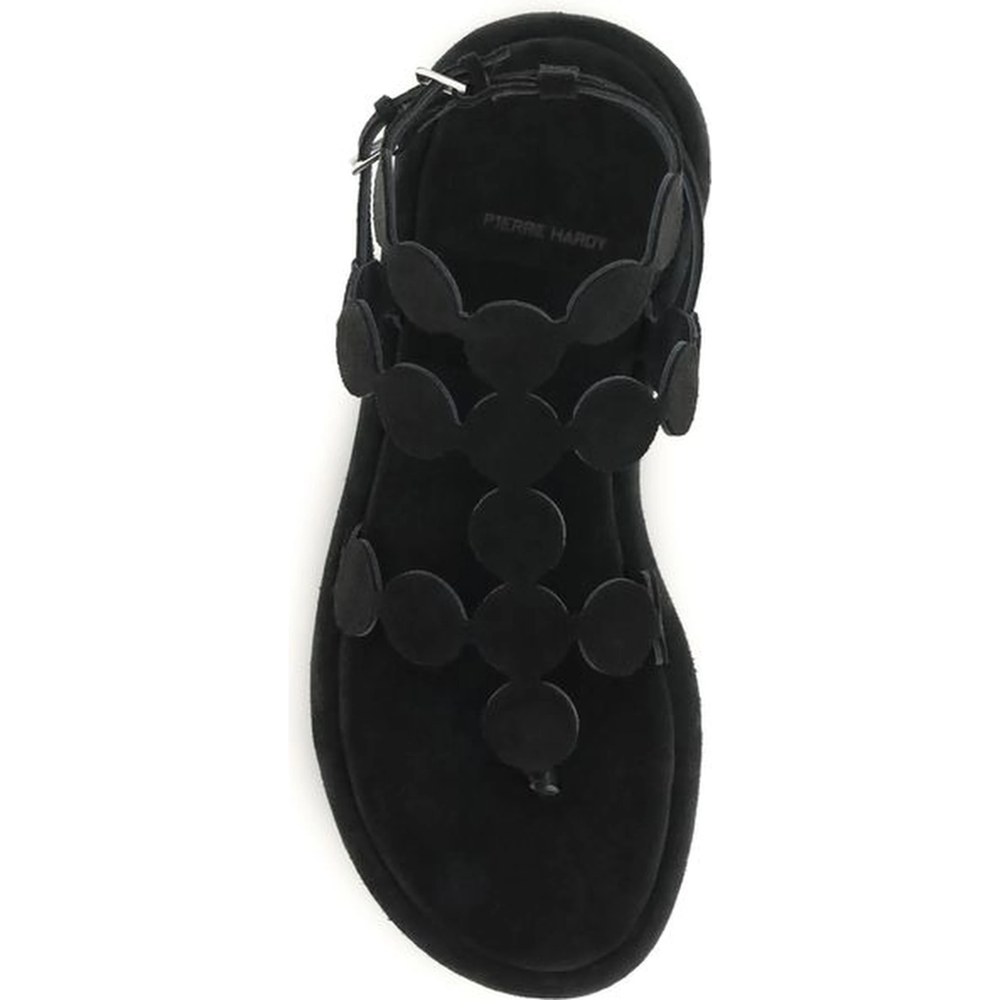 صندل بوس توروس ذو نعل سميك من جلد العجل الأسود