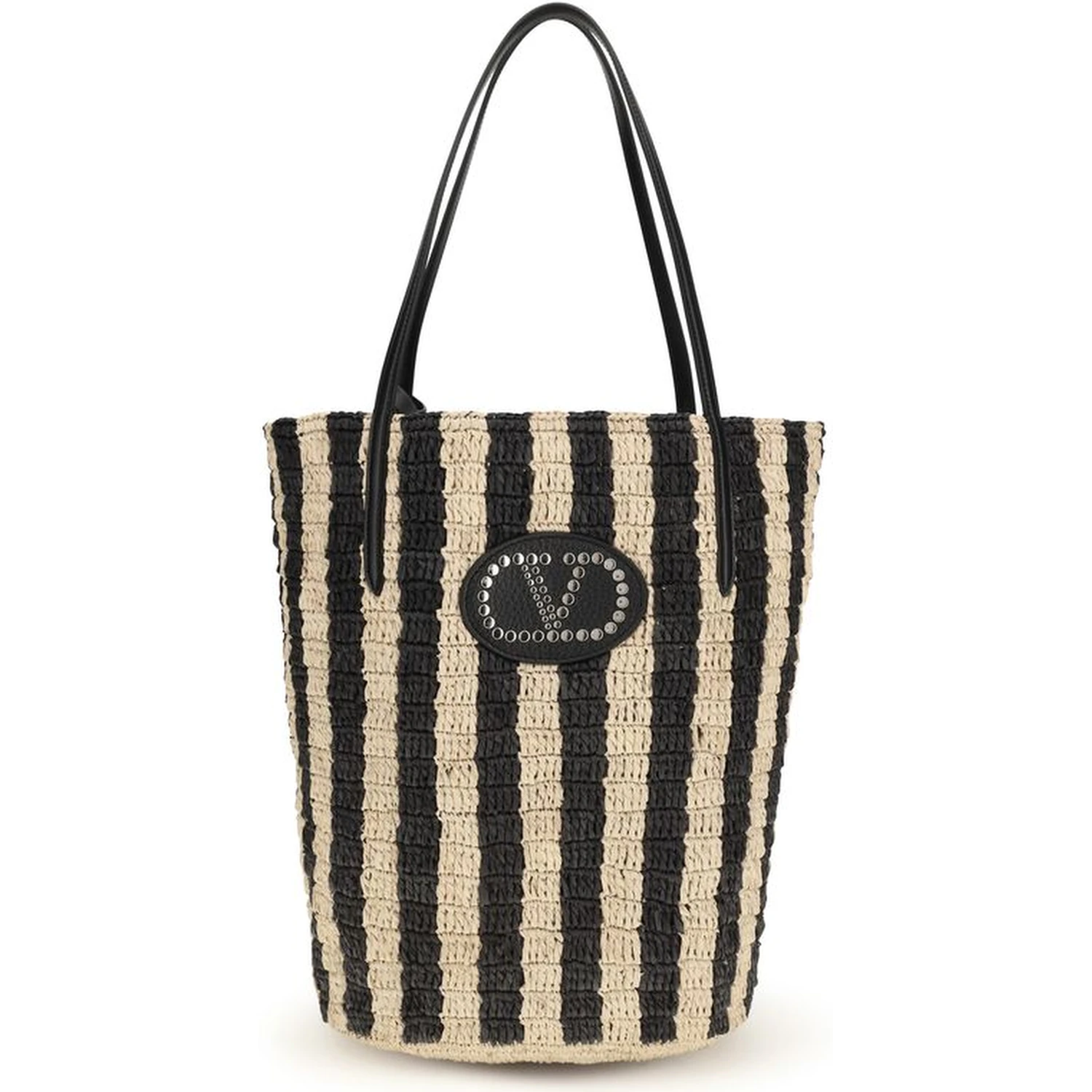 Black Raffia Backet Bag