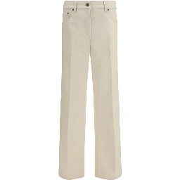Beige Cotton Flared Jeans