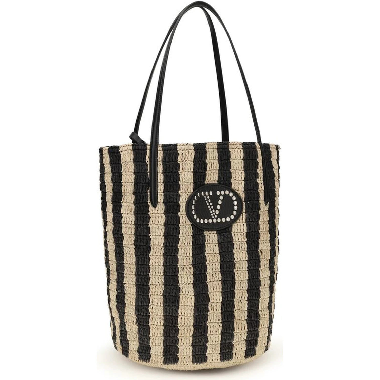 Black Raffia Backet Bag