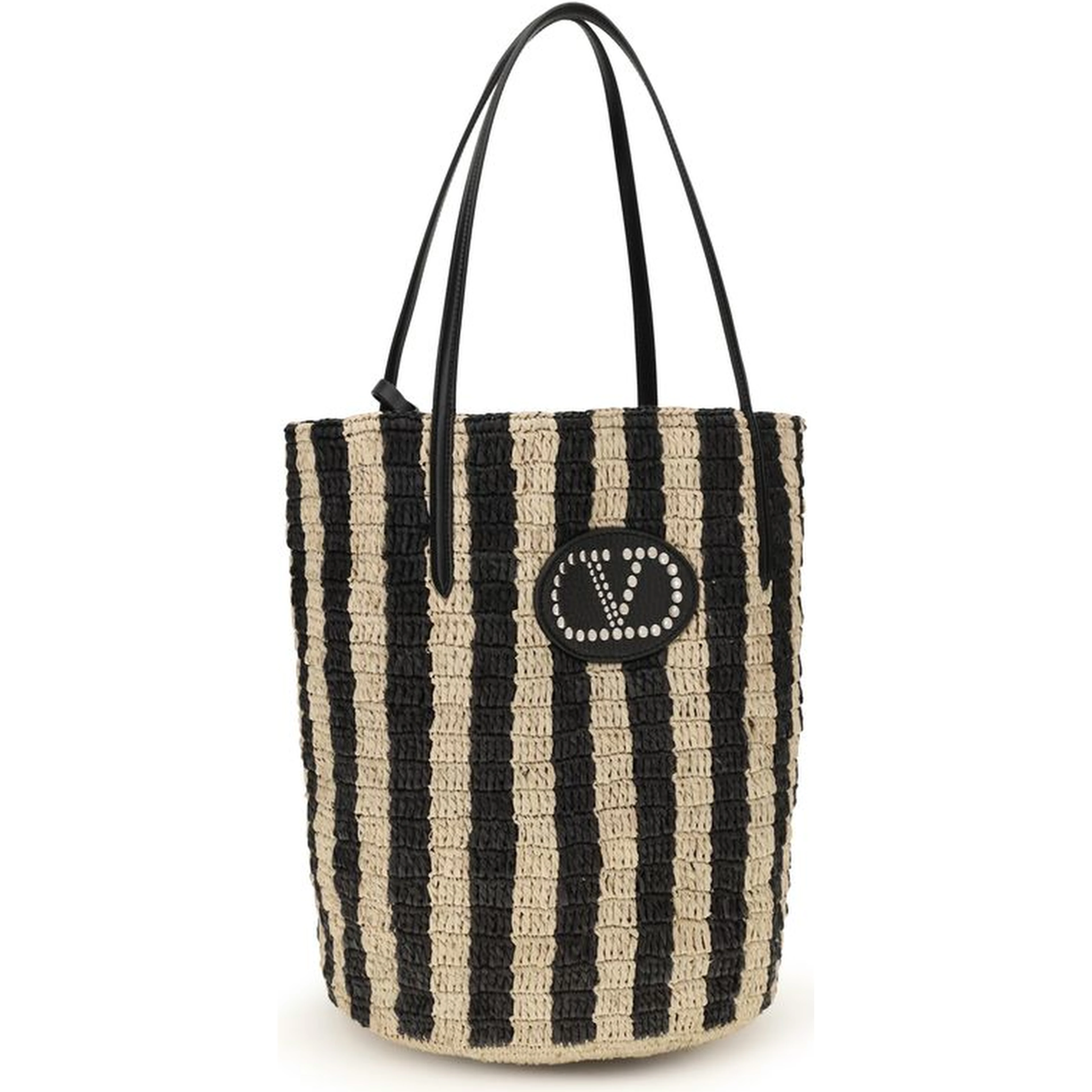 Black Raffia Backet Bag