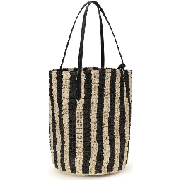 حقيبة ظهر من الرافيا السوداء