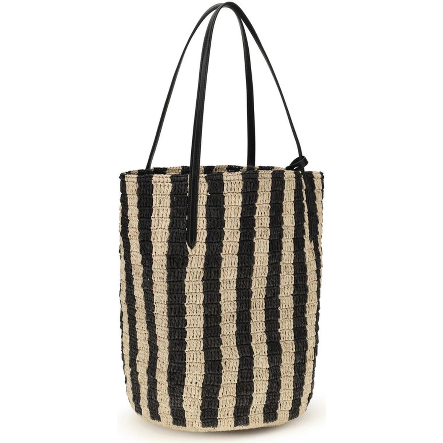 Black Raffia Backet Bag