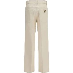 Beige Cotton Flared Jeans