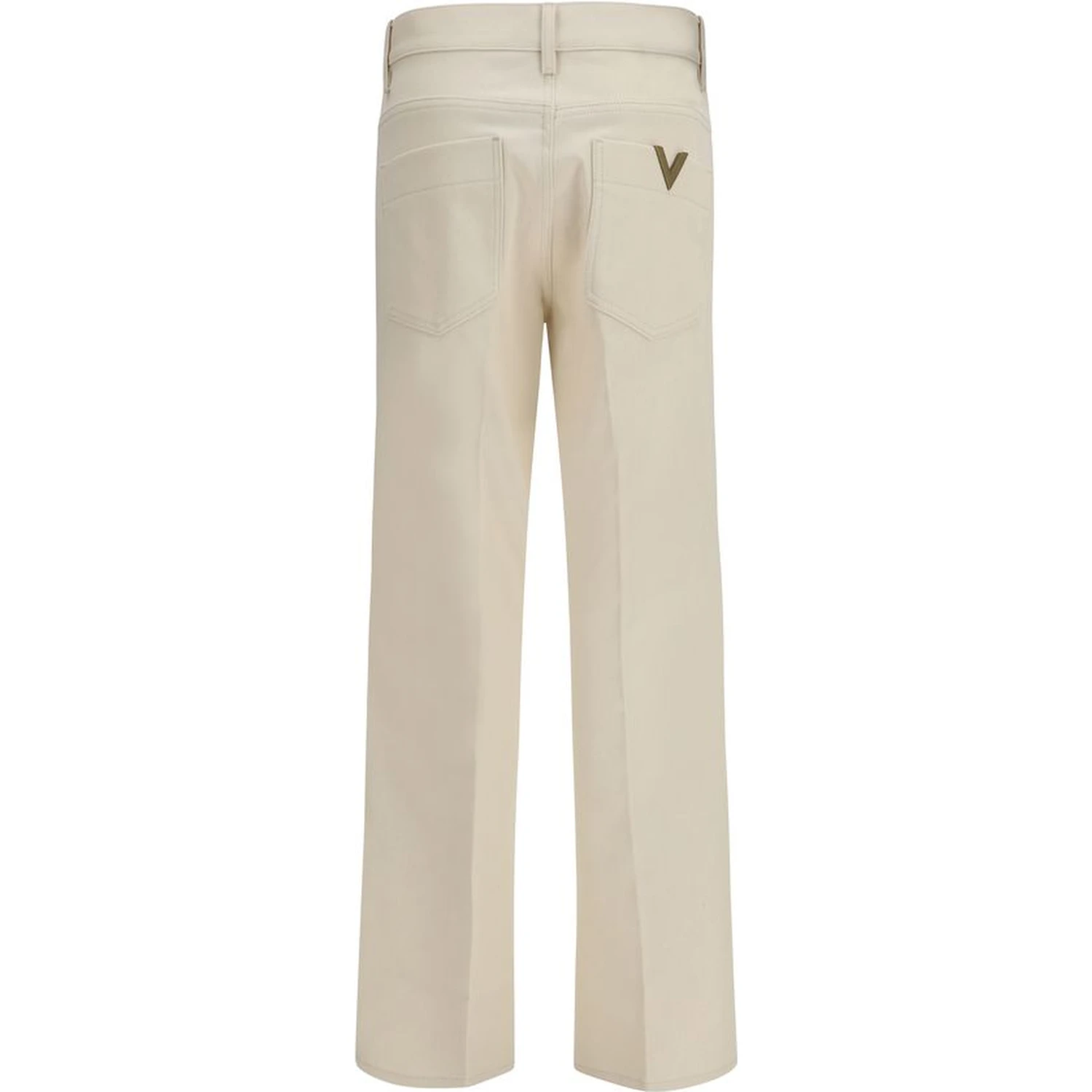 Beige Cotton Flared Jeans