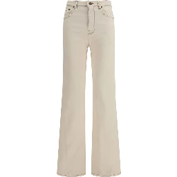 Beige Cotton Bootcut Jeans