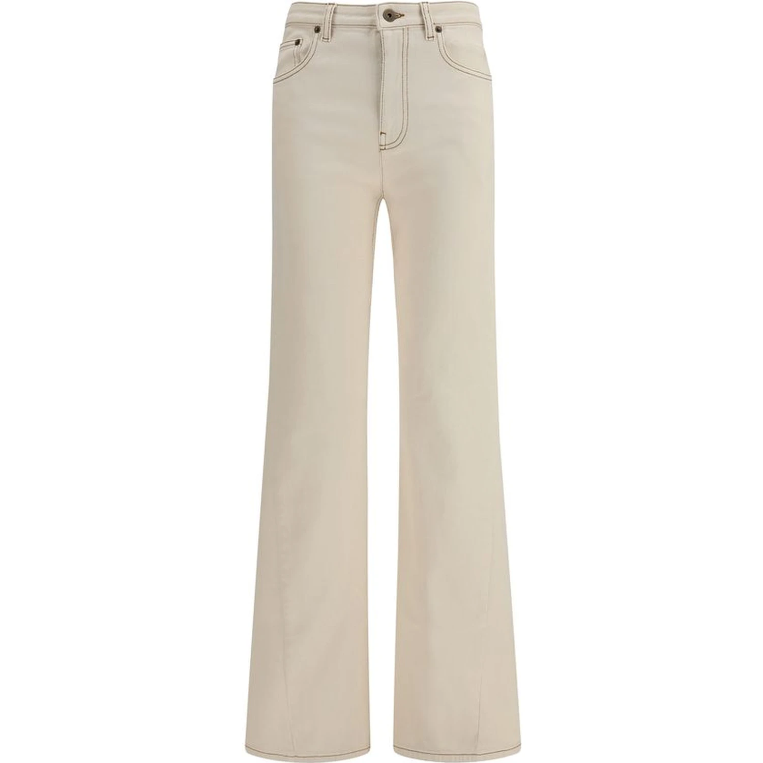 Beige Cotton Bootcut Jeans