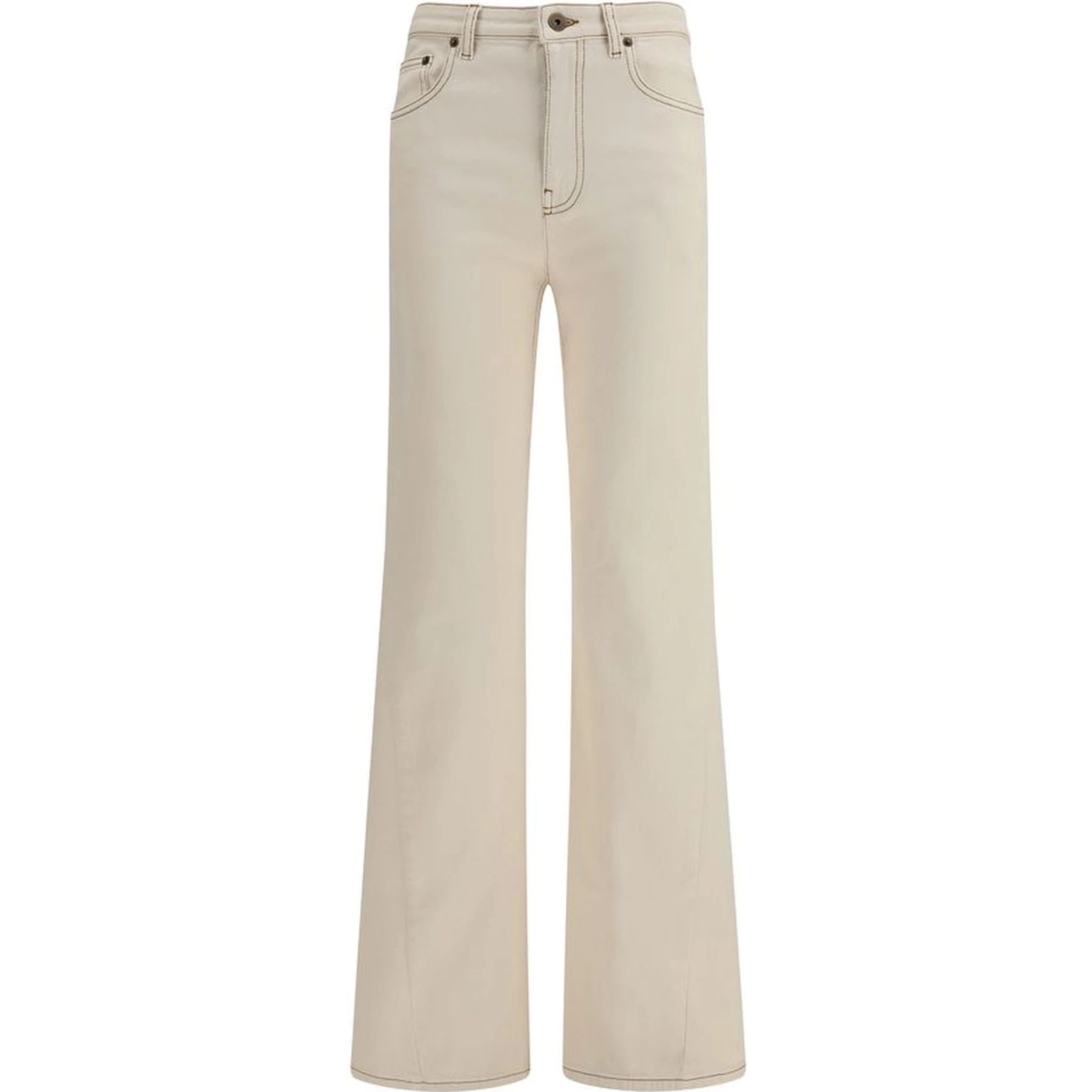 Beige Cotton Bootcut Jeans