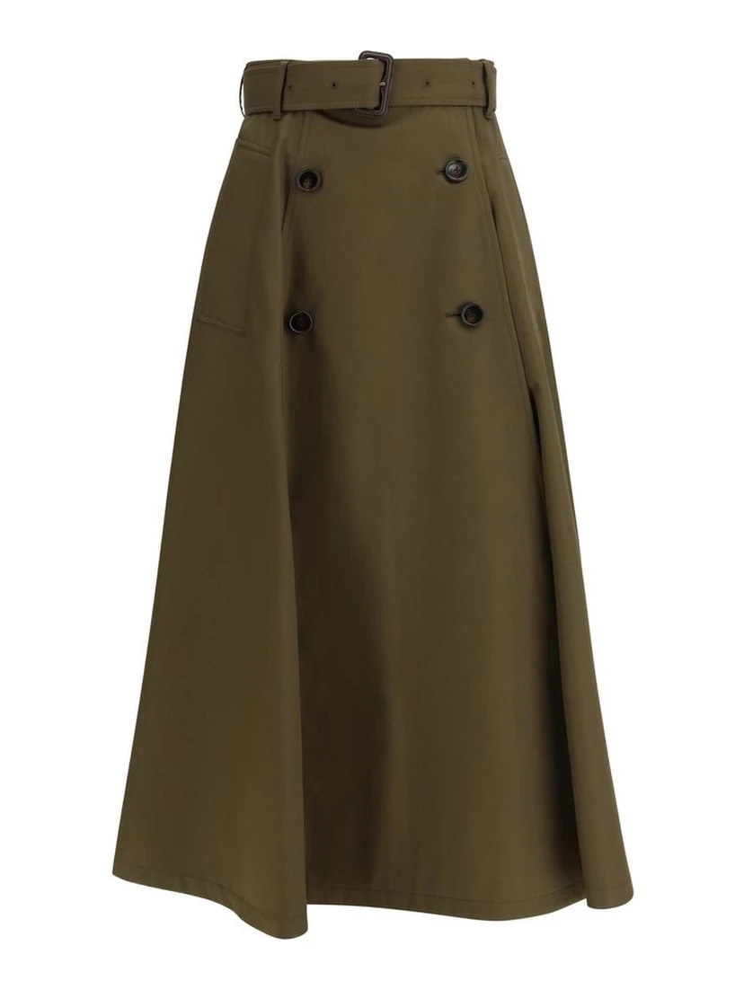 Bicolor Cotton Midi Skirt