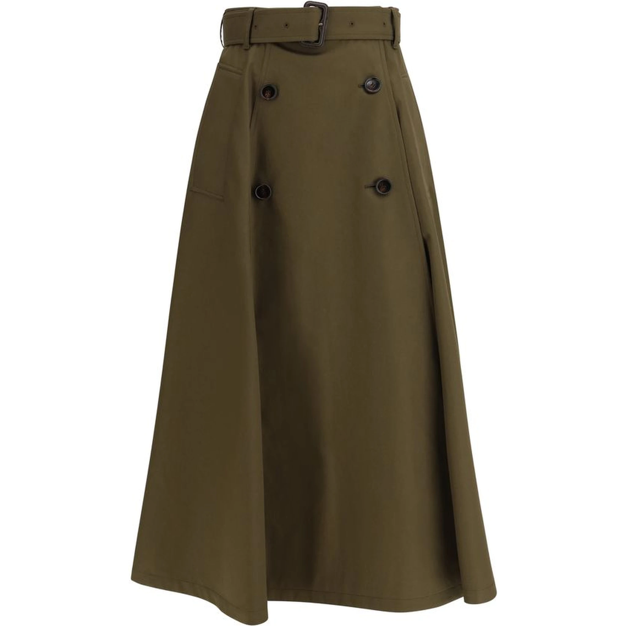 Bicolor Cotton Midi Skirt