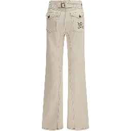 Beige Cotton Bootcut Jeans