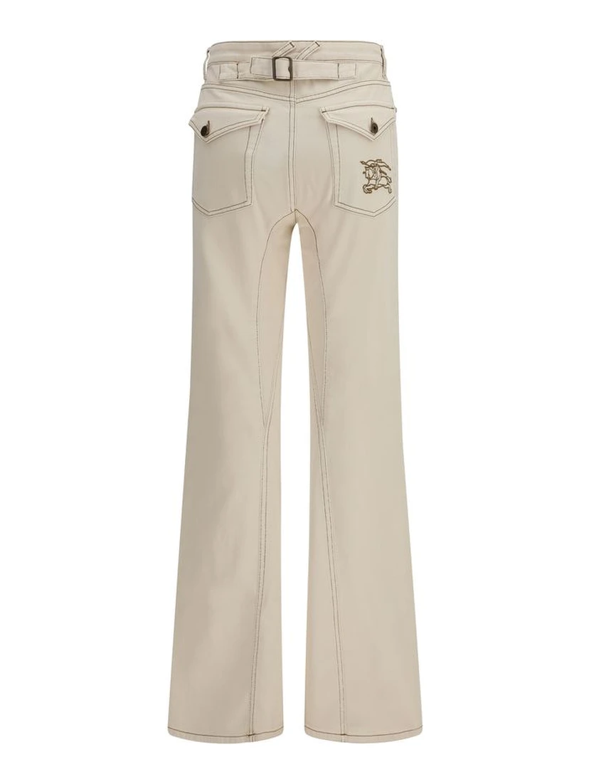 Beige Cotton Bootcut Jeans