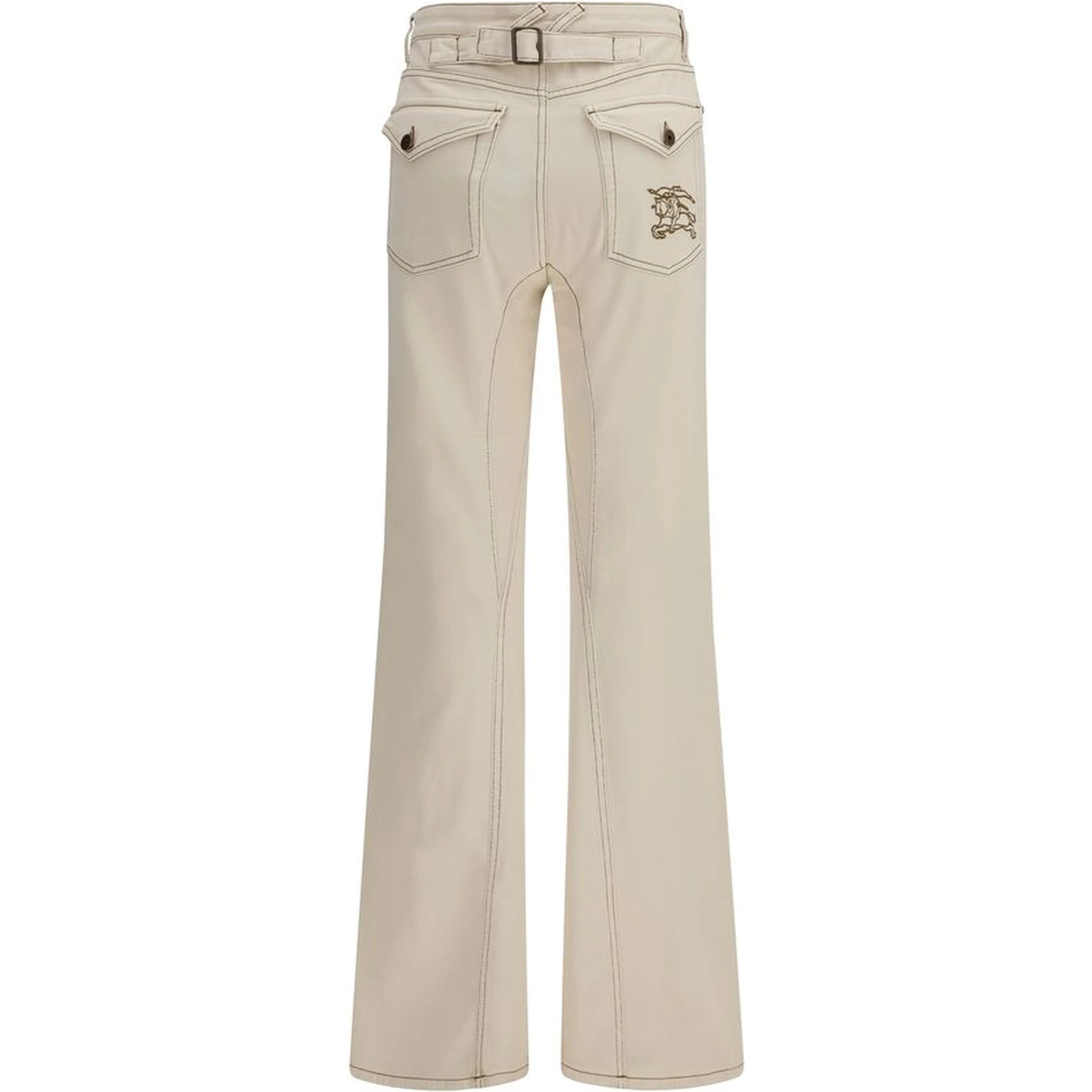Beige Cotton Bootcut Jeans