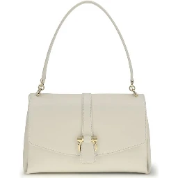 حقيبة كتف بوس توروس من جلد العجل الأبيض