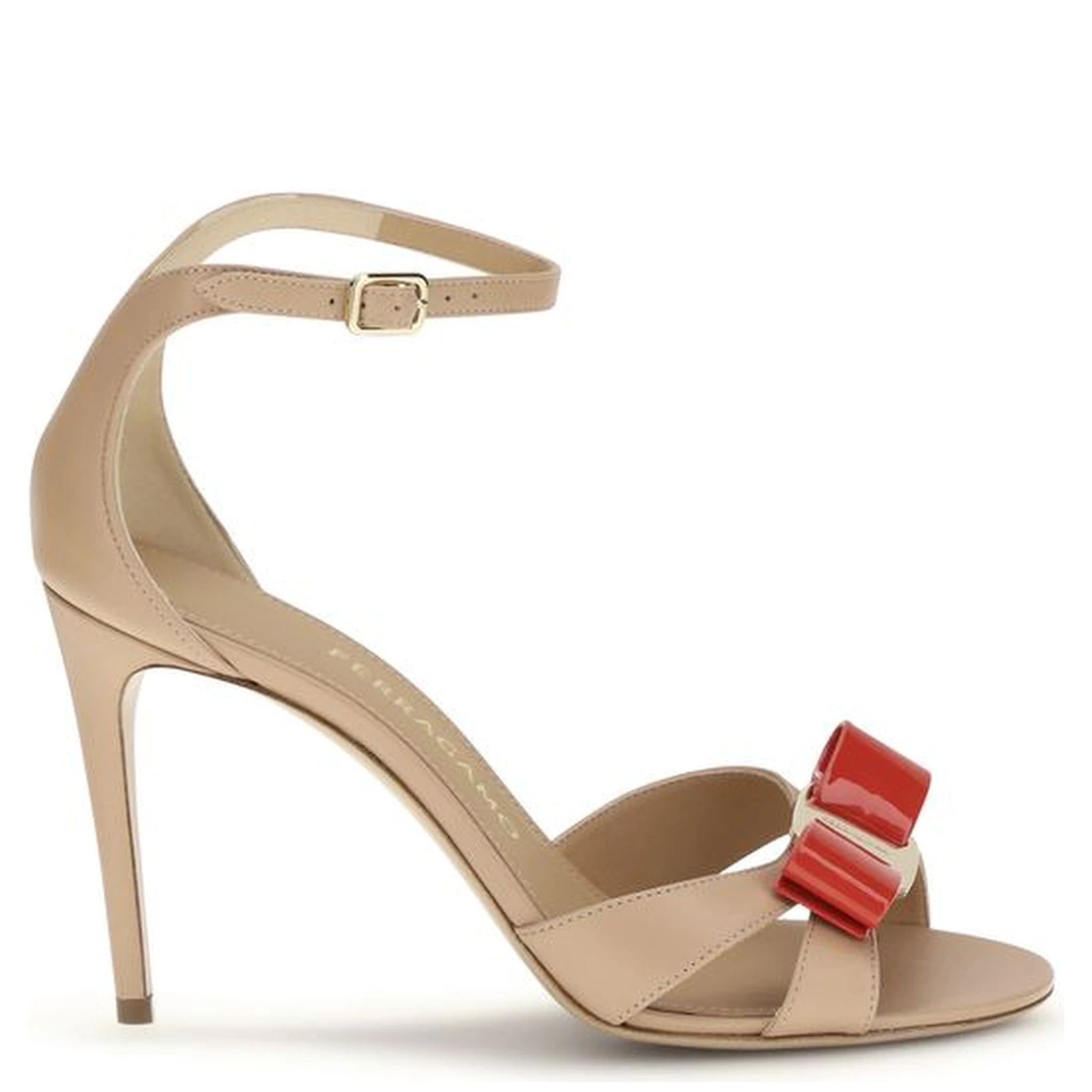 صندل بكعب ستيليتو من جلد العجل البيج من بوس توروس