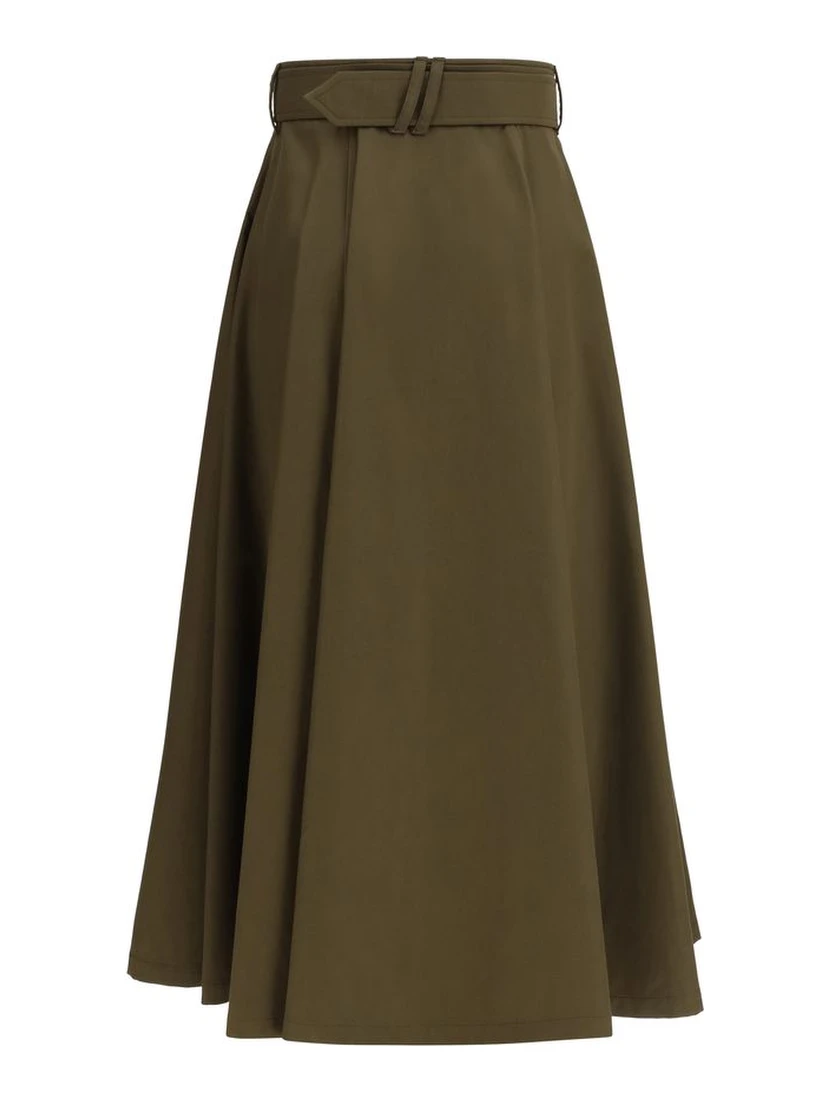 Bicolor Cotton Midi Skirt