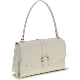 حقيبة كتف بوس توروس من جلد العجل الأبيض