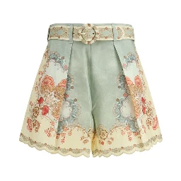 Multicolor Linen Bermuda Shorts