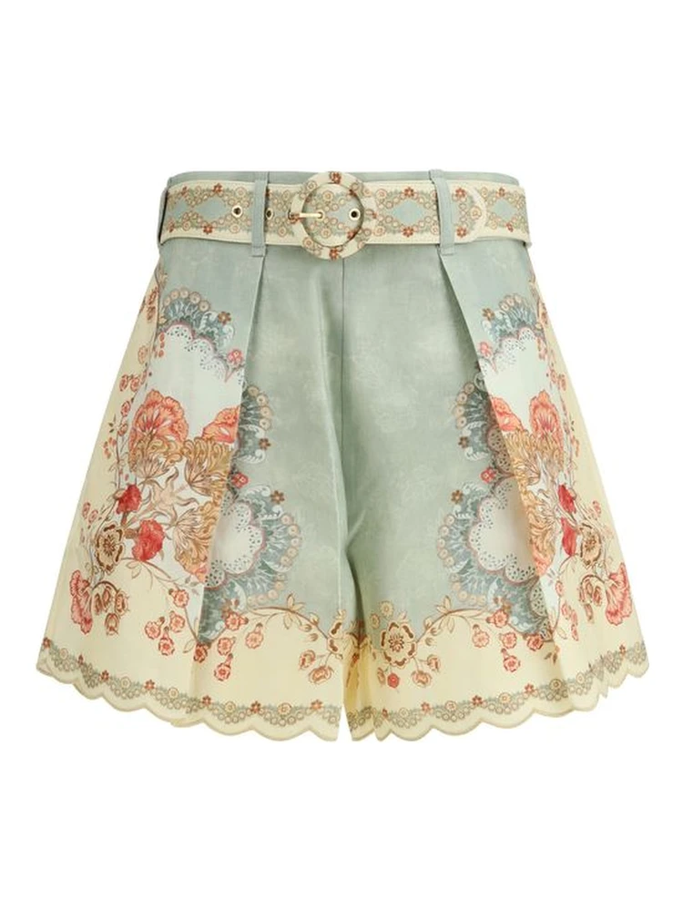 Multicolor Linen Bermuda Shorts