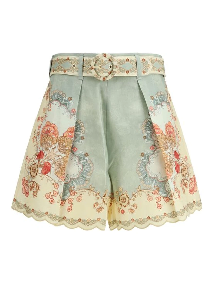 Multicolor Linen Bermuda Shorts