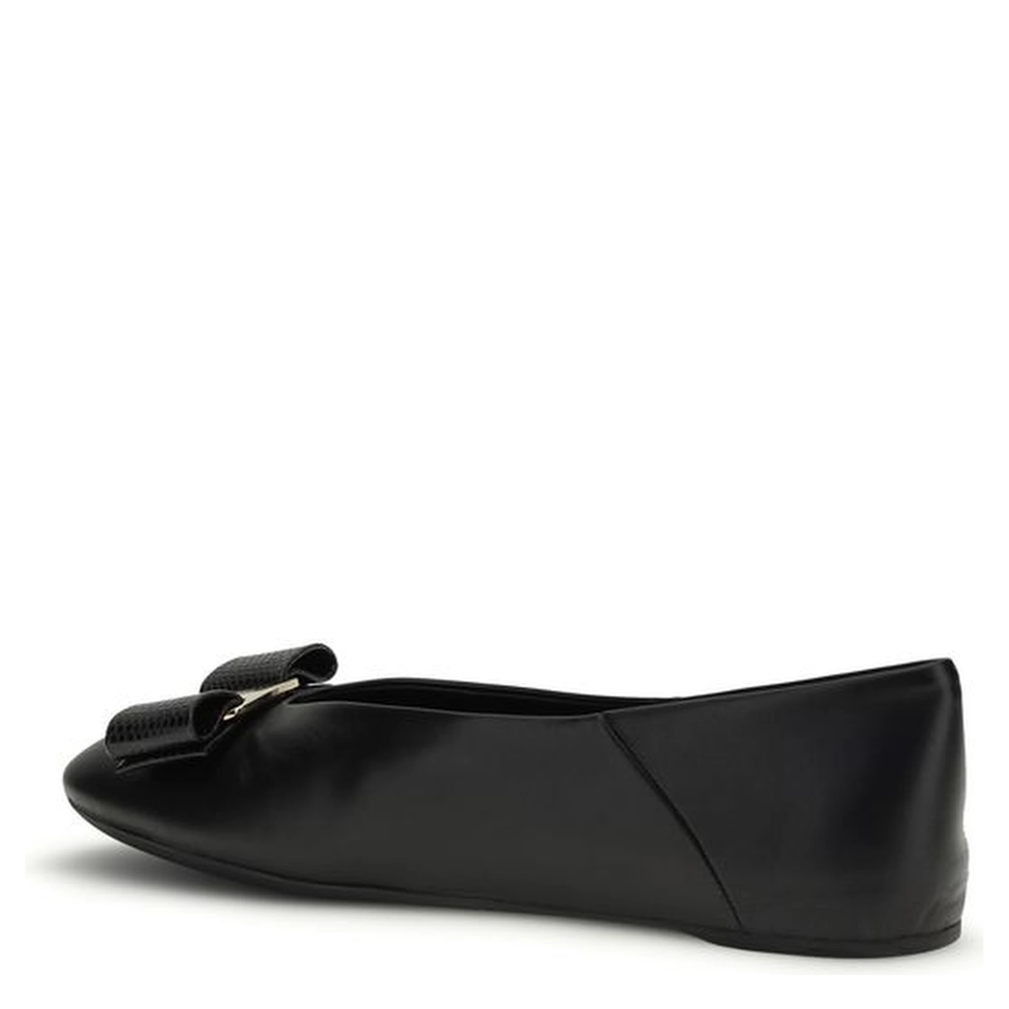 حذاء باليه مسطح من جلد العجل الأسود من بوس توروس