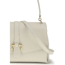 حقيبة كتف بوس توروس من جلد العجل الأبيض