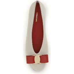 حذاء باليه مسطح من جلد العجل الأبيض من بوس توروس