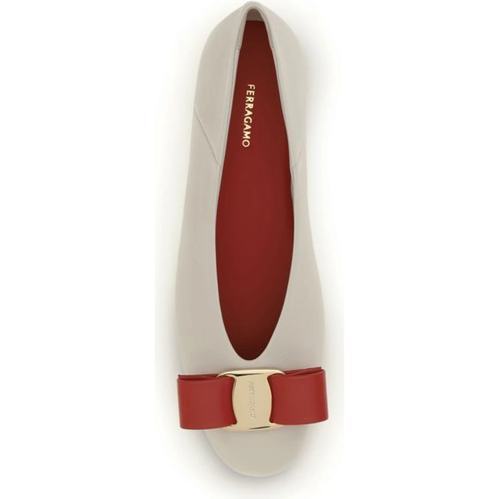 حذاء باليه مسطح من جلد العجل الأبيض من بوس توروس