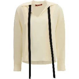 بلوزة حريرية بيج