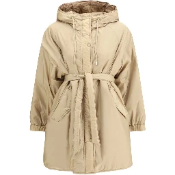 Beige Polyester Full-Length Jacket
