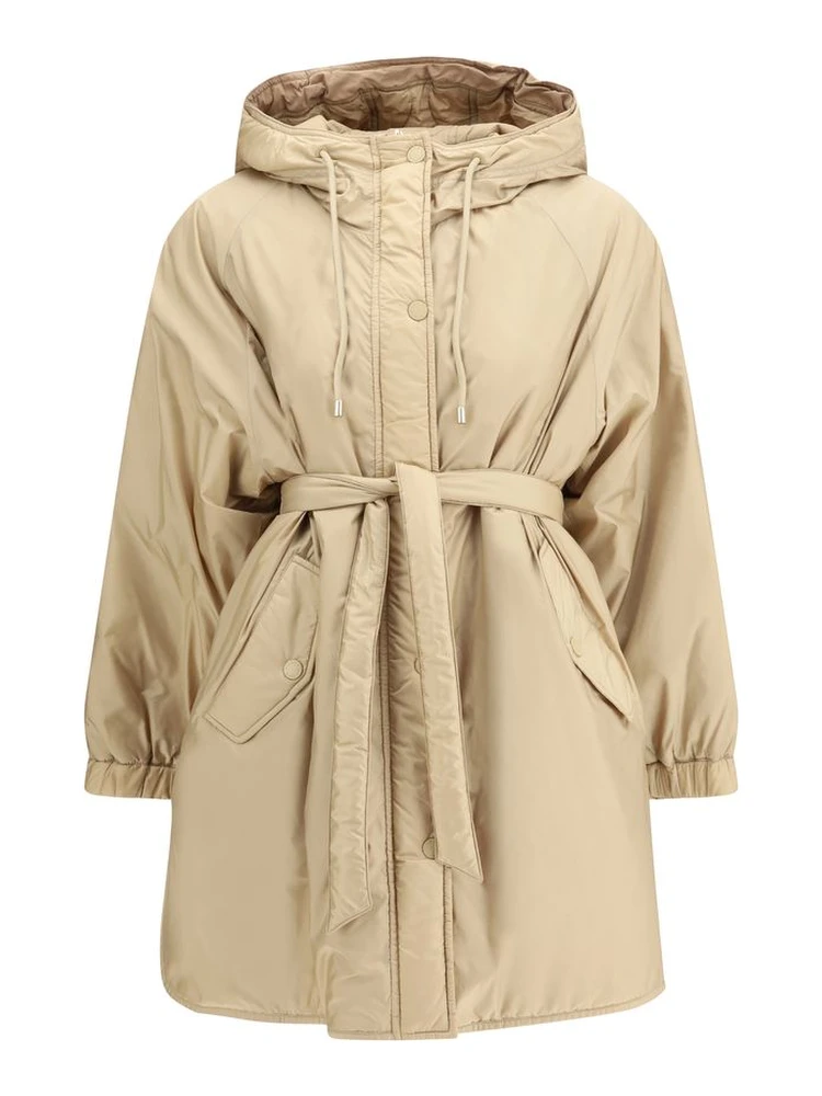 Beige Polyester Full-Length Jacket
