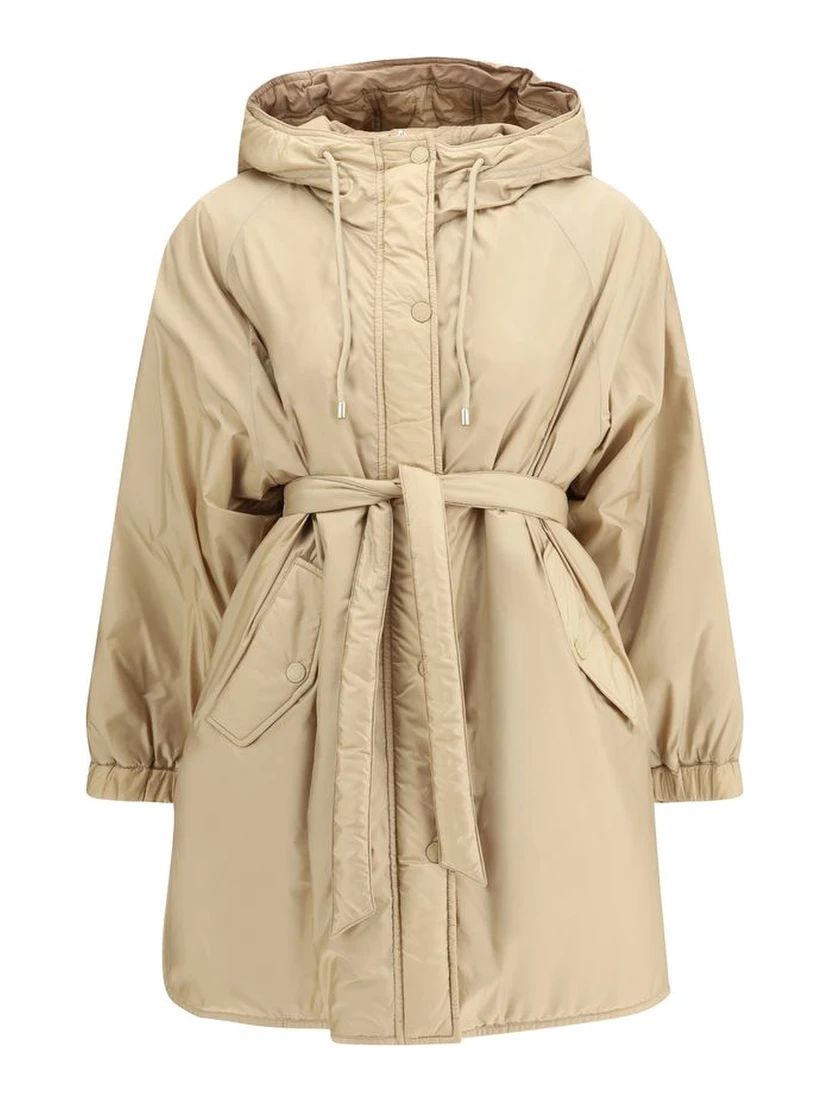 Beige Polyester Full-Length Jacket