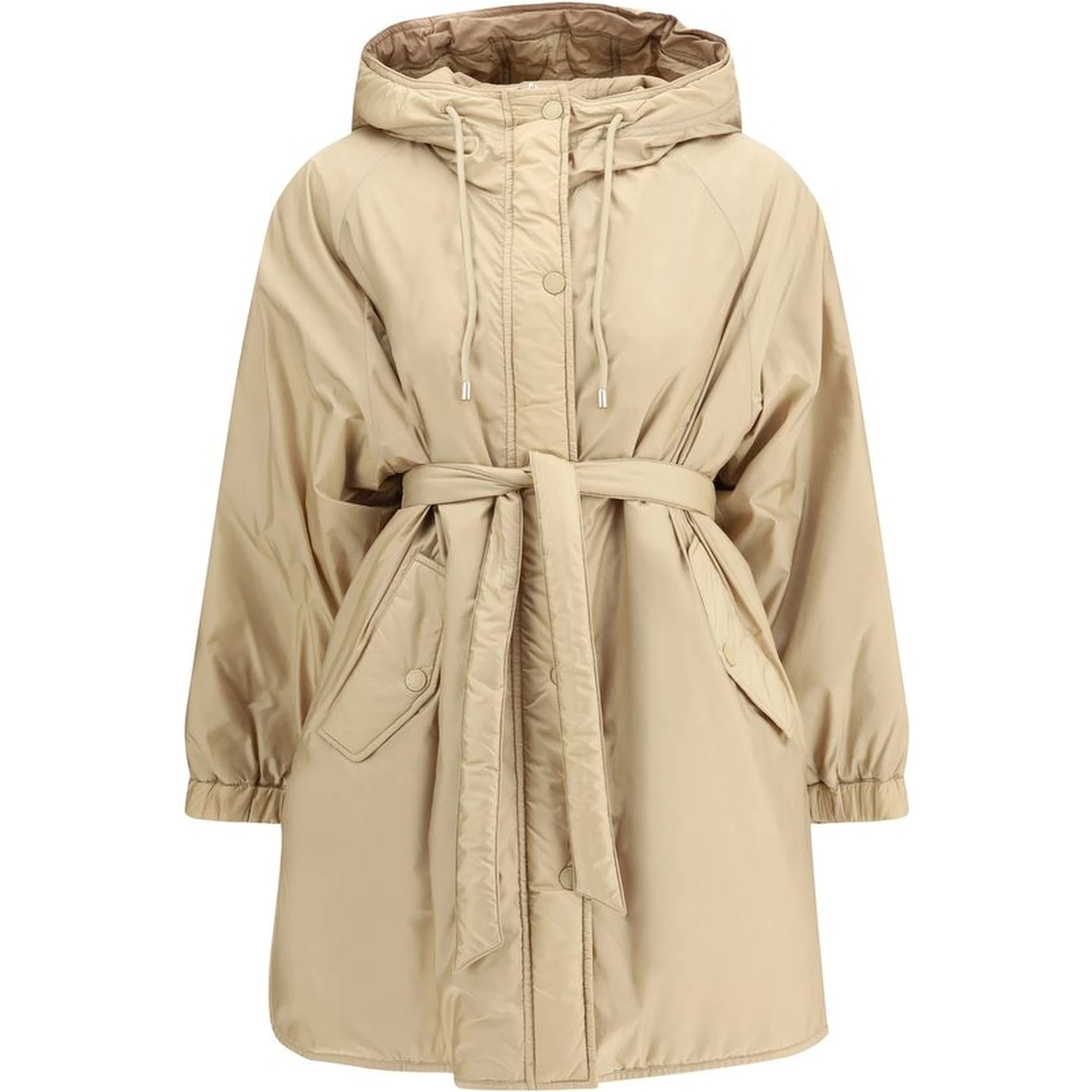 Beige Polyester Full-Length Jacket