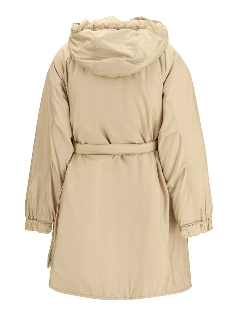 Beige Polyester Full-Length Jacket
