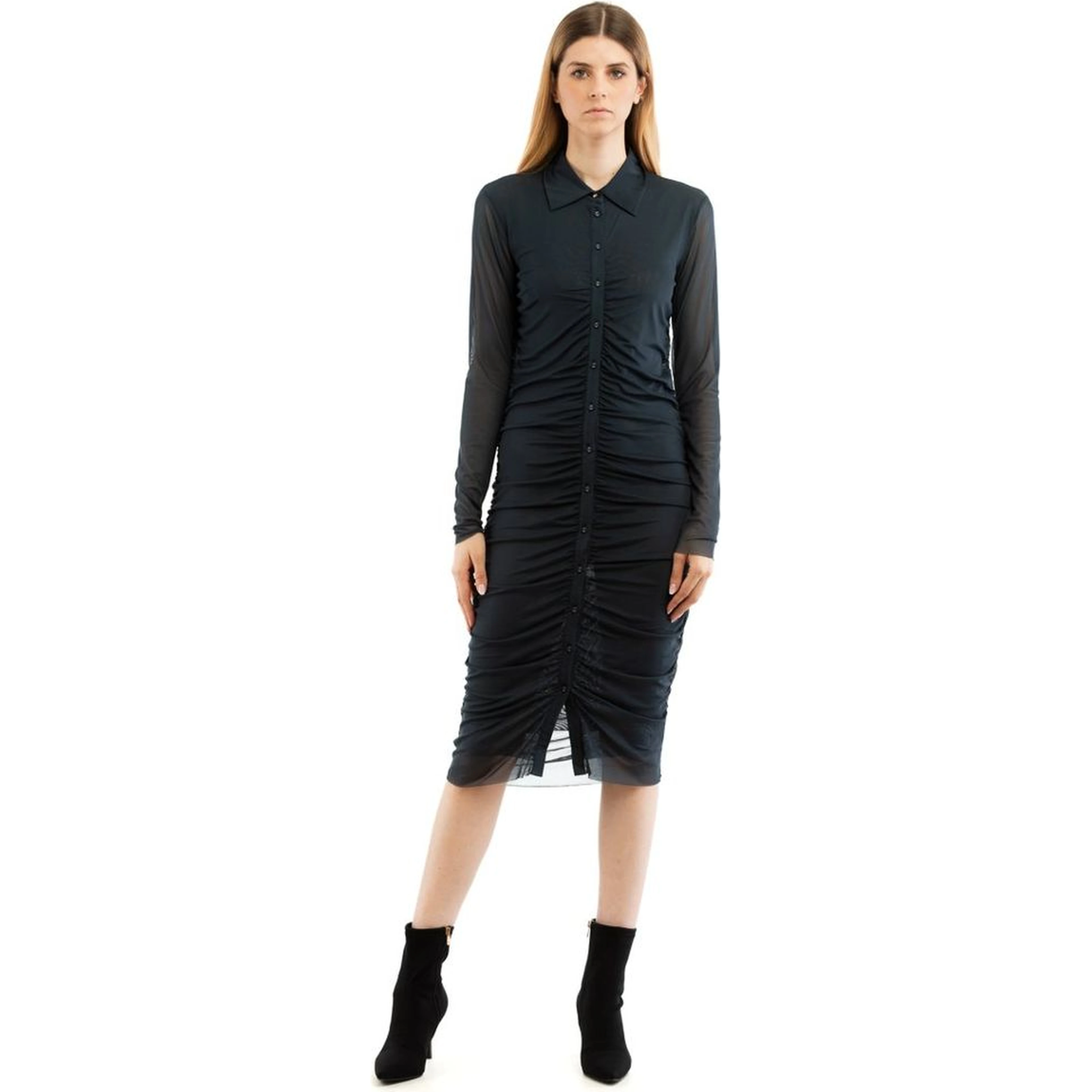 Blue Polyester Casual Dress