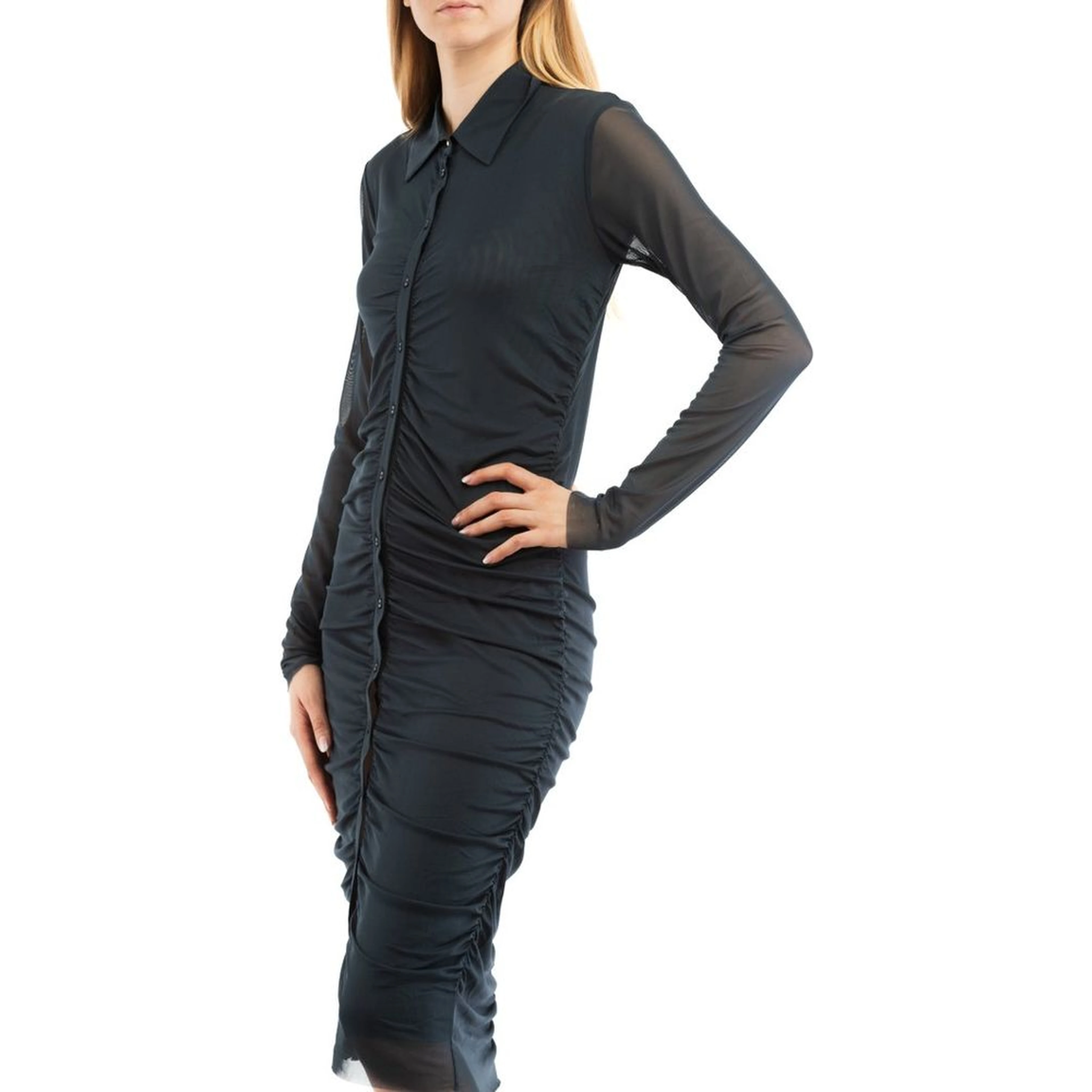 Blue Polyester Casual Dress