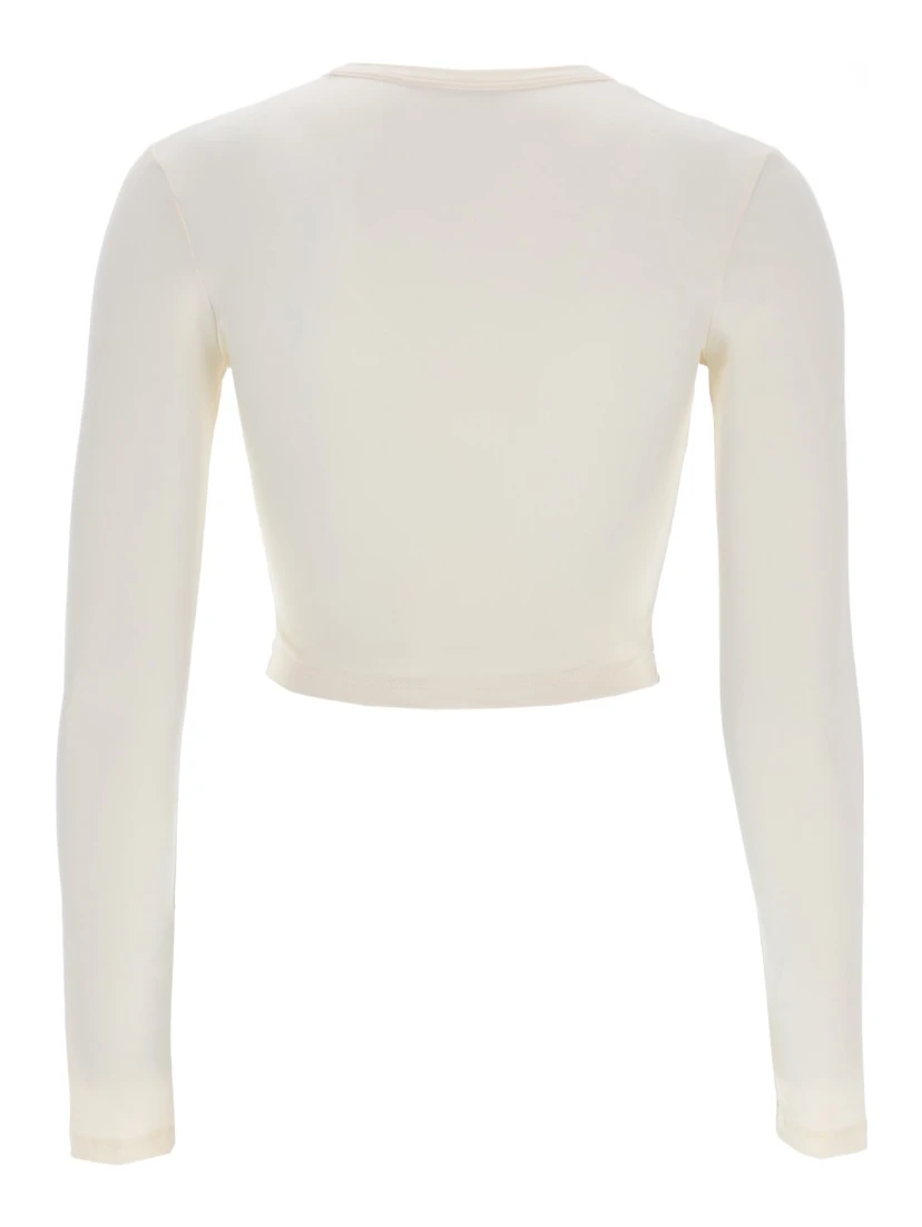 بلوزة قصيرة مزينة بشعار