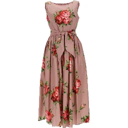 ROSE BOUQUET PRINT MIDI DRESS