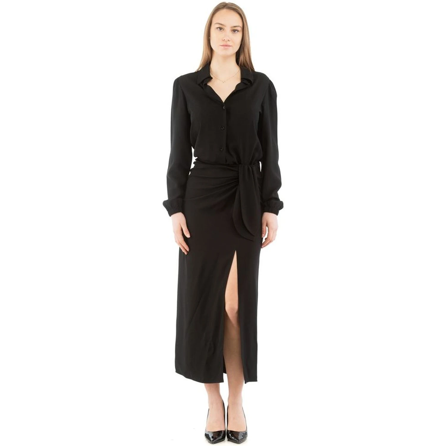 Black Marabou Casual Dress