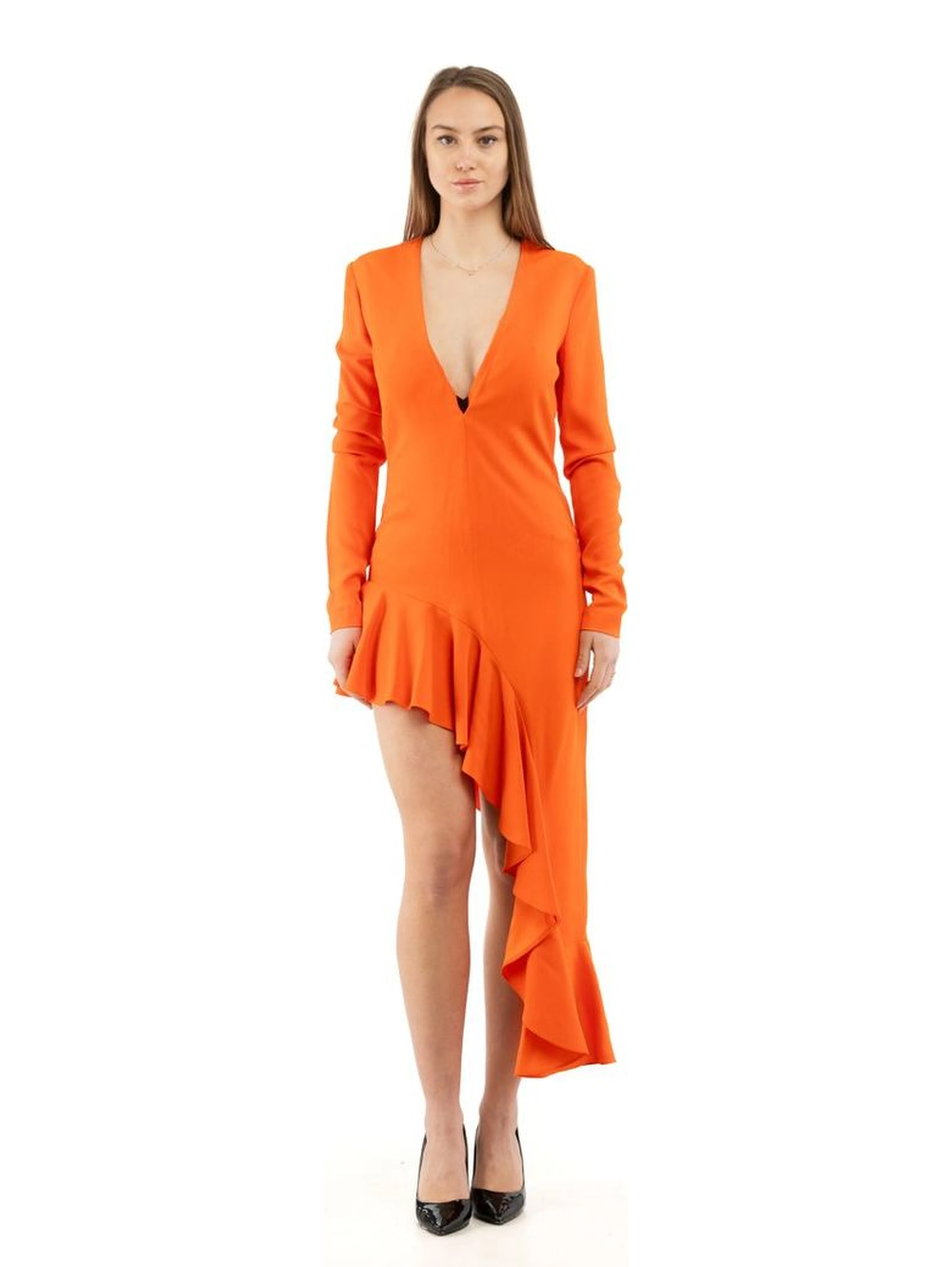 Orange Marabou Cocktail Dress